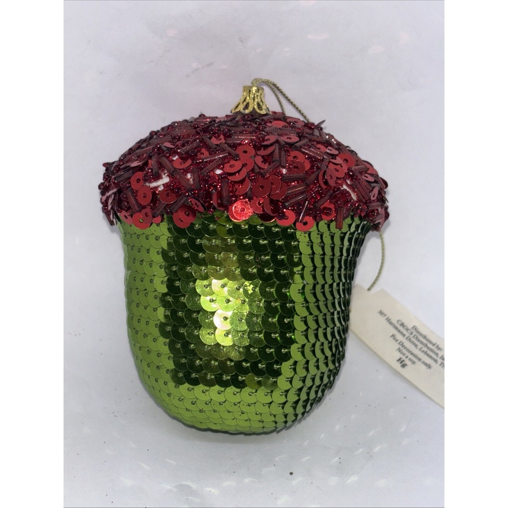 CBOCS Red & Green Sequins Acorn Christmas Ornament